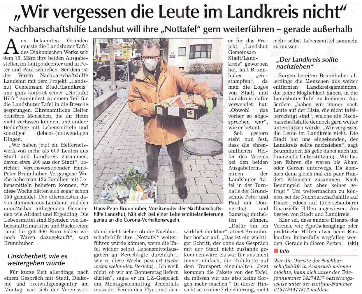 Pressebericht: Landshuter Zeitung vom 08.04.2020 Pressebericht: Landshuter Zeitung vom 08.04.2020
