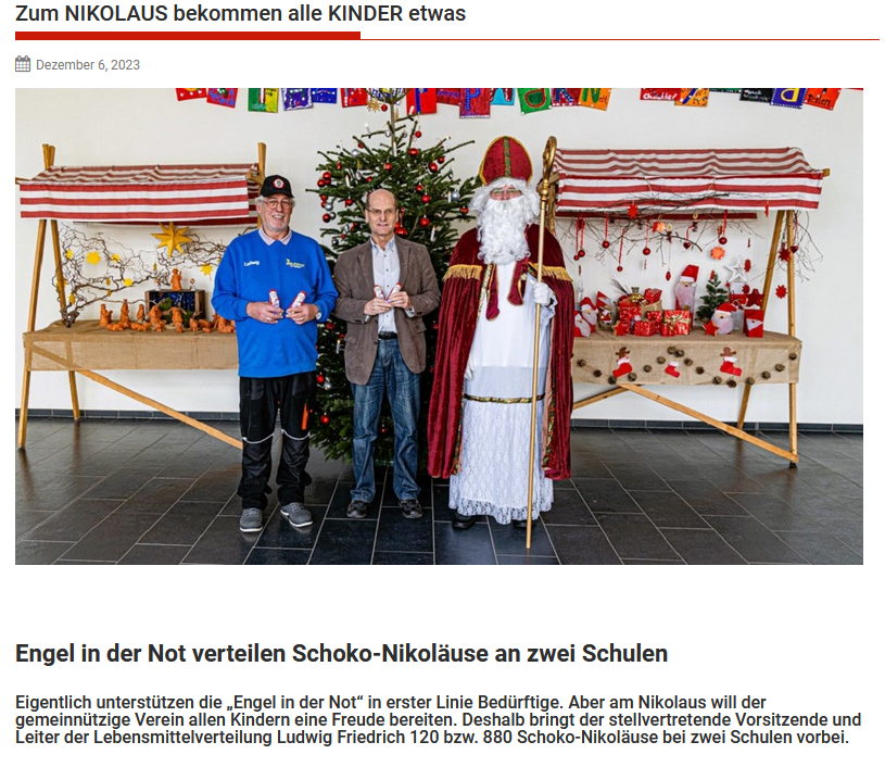 Nikolausbesuch der Engel in der Not an Grund- und Mittelschule Ergolding